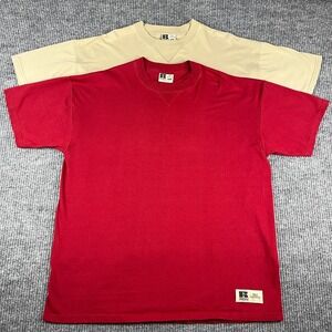 Vtg 90s Russell Athletic T Shirt Mens XL LOT of 2 Pro Cotton Crewneck Blank